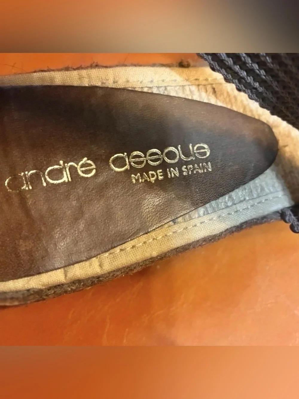ANDRE ASSOUS Size 7 Brown Wedge Espadrilles, Criss-Cross Straps. Made in Spain